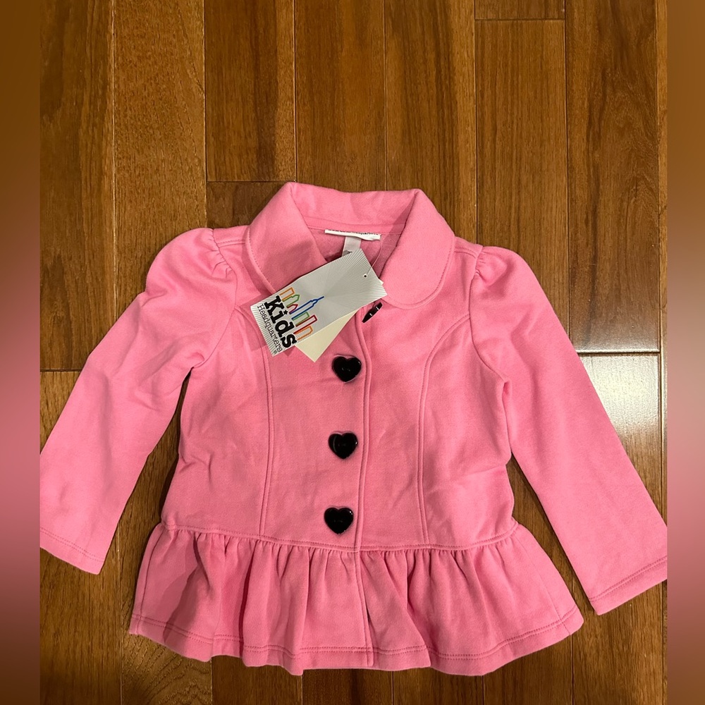 Adorable Pink 3T Girls Peplum Jacket with Heart Buttons